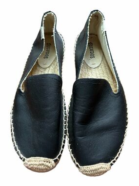 Soludos Black Leather Espadrille Slip-Ons size 8